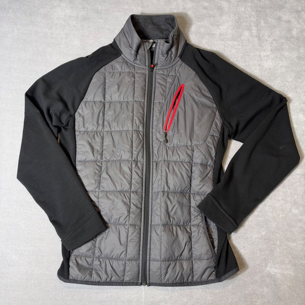 Smartwool PhD SmartLoft Full Zip Jacket Gray Black Merino Wool Mens Medium